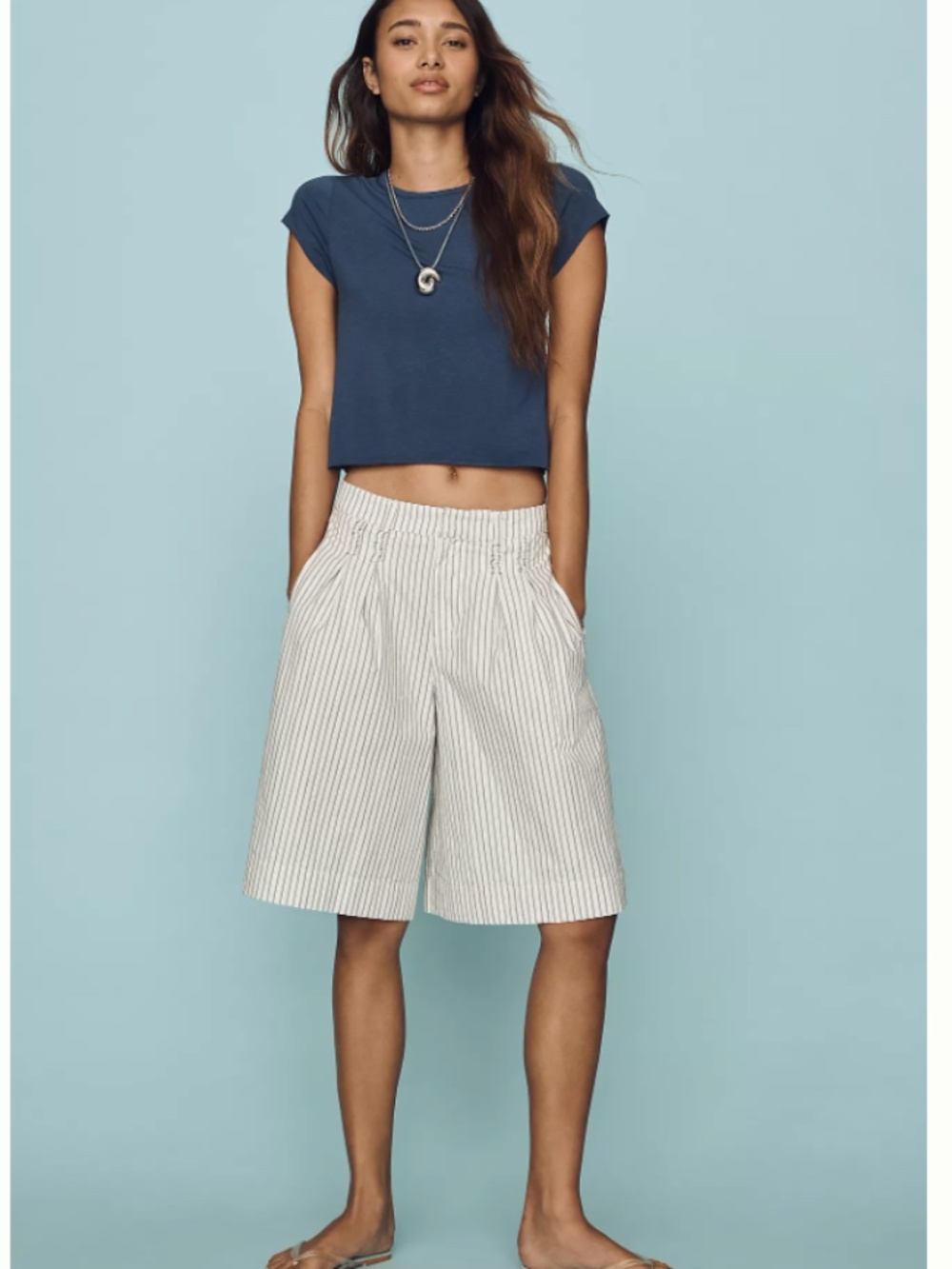 Damson Madder 100% Cotton Stripped Ambrosia Relaxed Quiet Luxury Shorts Size 8